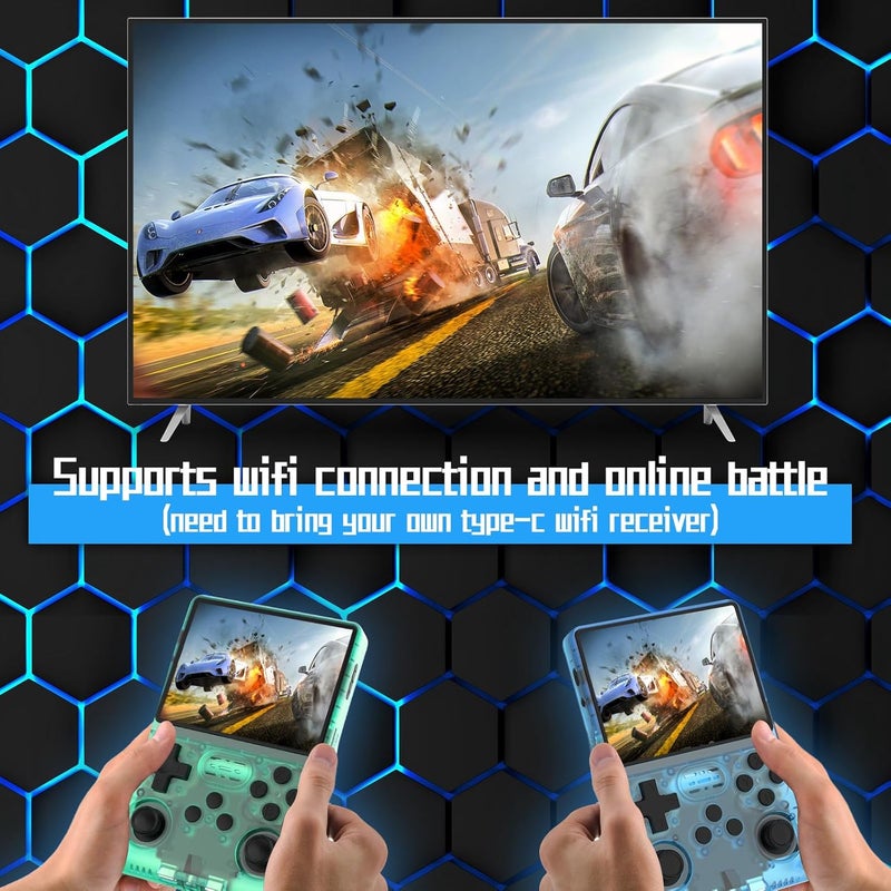 FVBADE [30000 in 1] R40S PRO Handheld Game Console 3.5 inch IPS Screen Mini Retro Console 3800mAh Portable Pocket Arcade 45+ Mainstream Emulator 256G TF Card Transparent.(Green) - Image 2